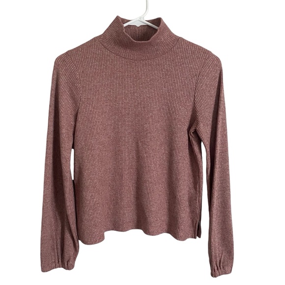 Madewell Womens Heathered Bubble-Sleeve Swing Turtleneck Small - Picture 3 of 8